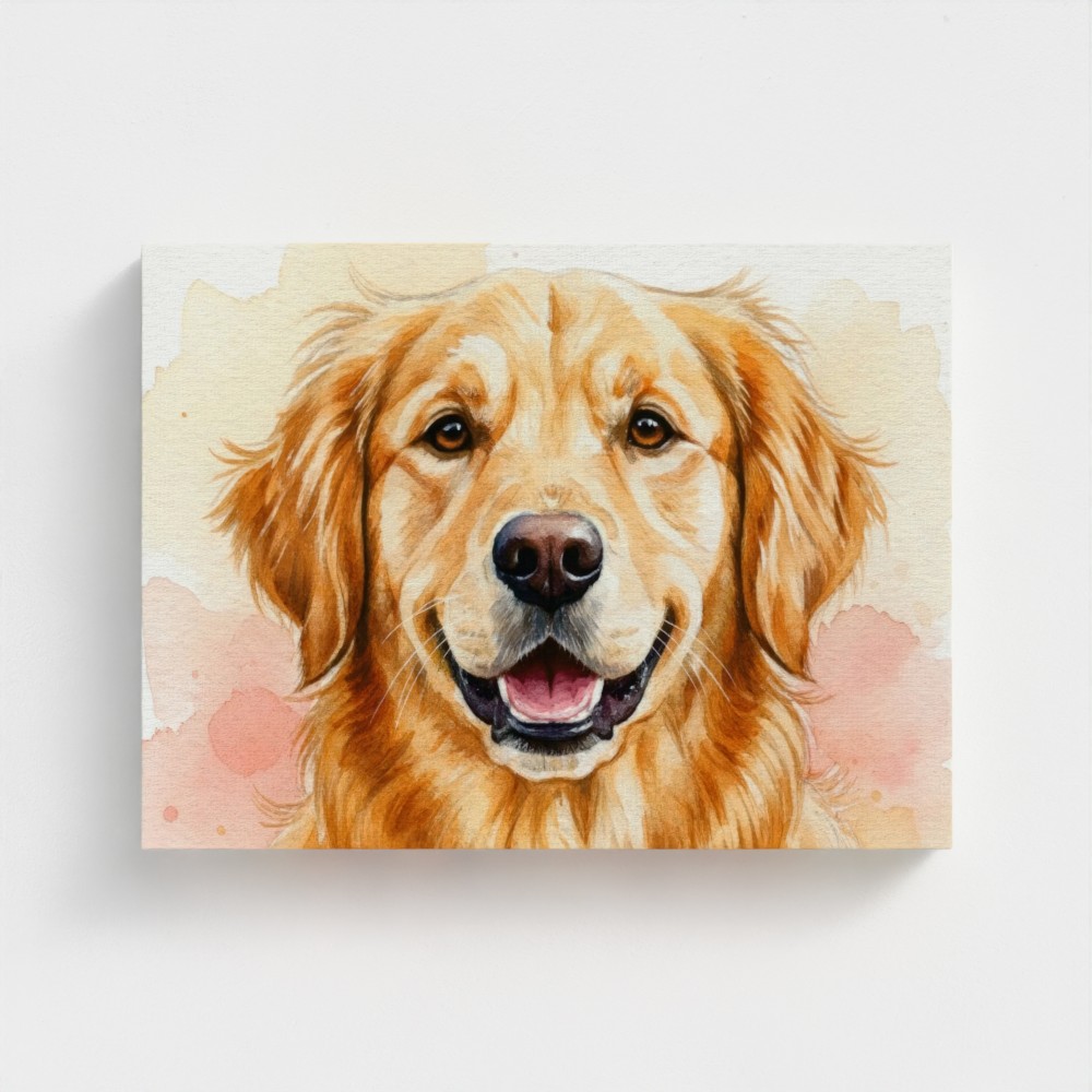 Golden Retriever – Watercolor Pet Portrait Canvas Wall Art