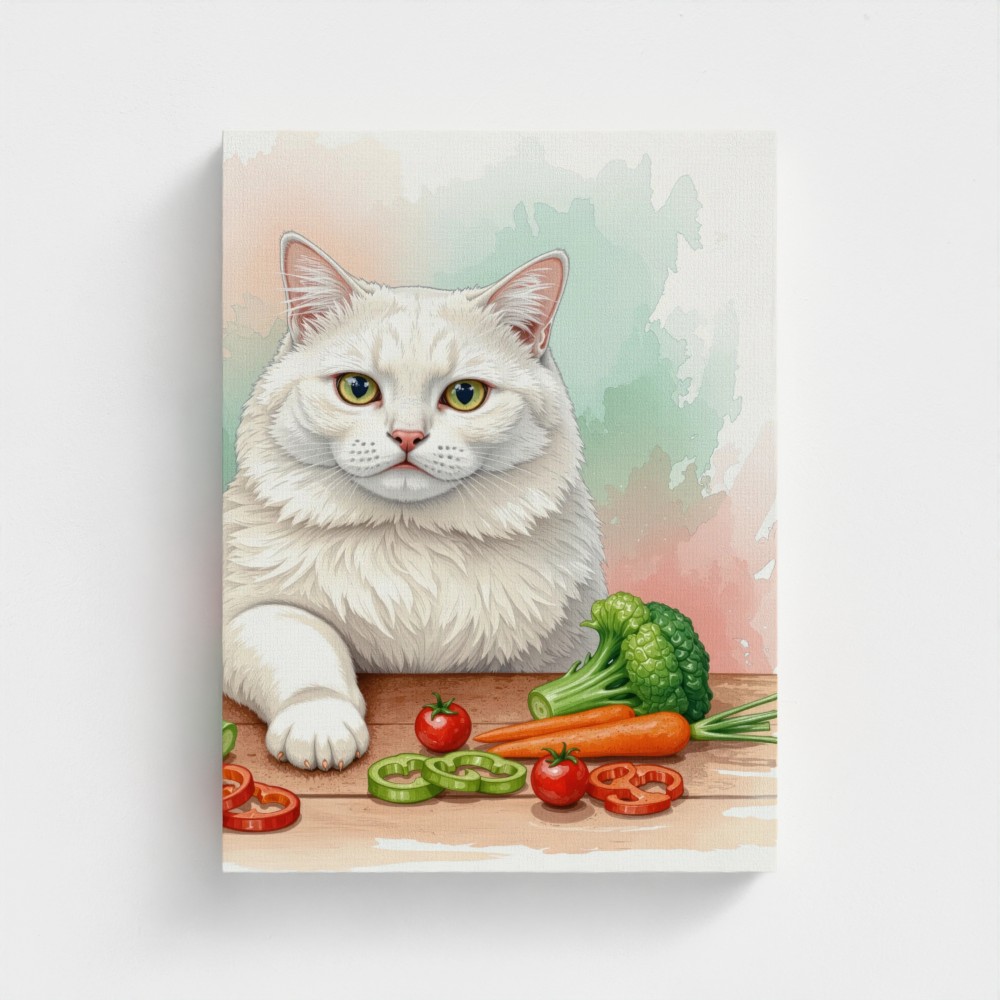 Smudge the Cat – Watercolor Meme Cat Portrait Canvas Wall Art